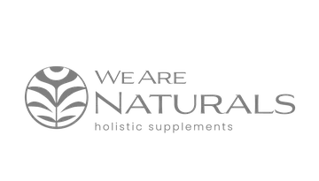We Are Naturals logo with stylized leaf design and tagline holistic supplements.